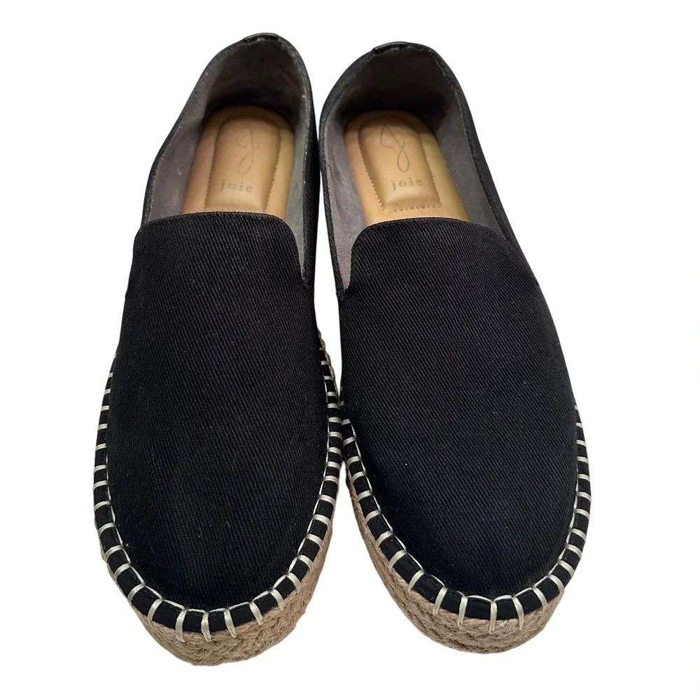 Joie Cara Platform Espadrille Black Canvas Slip On Comfort Shoe Women's‎ Sz 10M